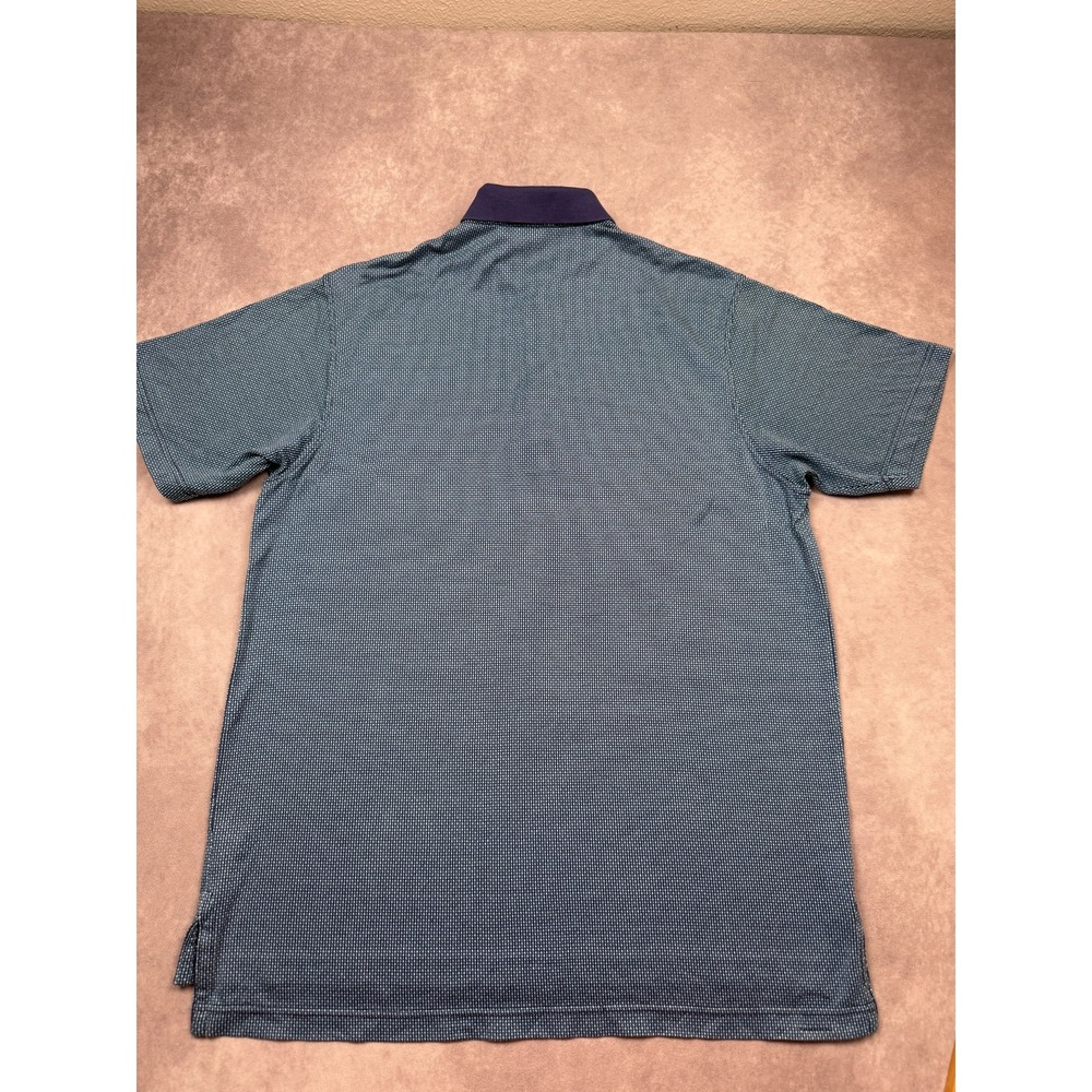 VTG Peter Millar Polo Shirt Mens M Blue 100% Cotton Textured Knit Made in Korea - Picture 2 of 15
